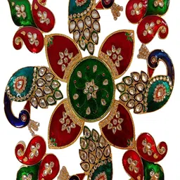 Kala Samarpan Green & Red Meenakari Foldable Rangoli With Centerpiece-17