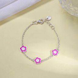 GIVA Kids 925 Silver-Plated Floral Charm Bracelet-image-48