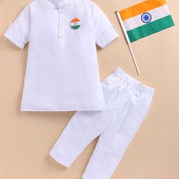 LITTLE COLLARS Boys Mandarin Collar Straight Kurta With Pyjamas-image-89