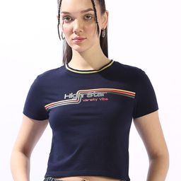 High Star Typography Printed Extended Sleeves Slim Fit Cotton T-shirt-image-47