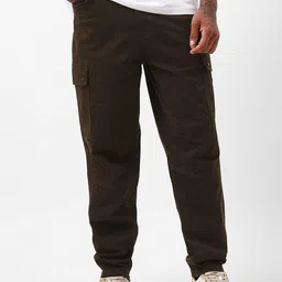 Bewakoof Men Relaxed Straight Fit Cargos Trousers-image-91