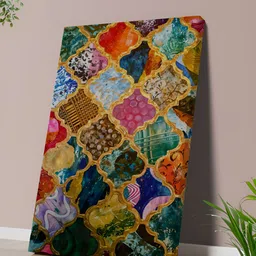Myntra Elegant Homes Yellow & Blue Moroccan Pattern Printed Canvas Wall Art-image-32