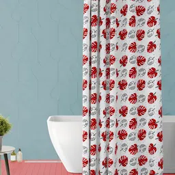 ArtzFolio White & Red Printed Waterproof Shower Curtain-image-42