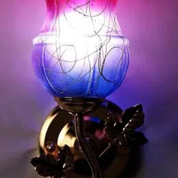 Somil Premium Designer Glass Wall / Night Lamp Elegant & Stylish Dcor Accent for Modern Interiors, color- Pink, Firozi; Size:- 19 X 23 X 29.5 CM-image-37