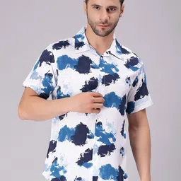 HERE&NOW Men Comfort Spread Collar Abstract Printed Cotton Casual Shirt-picture-11