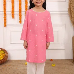 Biglilpeople Girls Geometric Pure Cotton Kurta with Pyjamas-picture-48