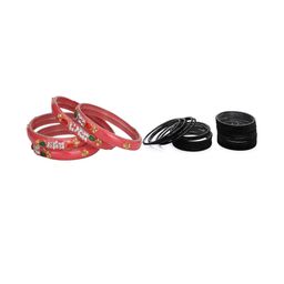 SOMIL Set of 28 Orange Alloy Bangles-image-93