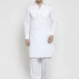 Purple State Men Striped Chikankari Pathani Kurta-image-94