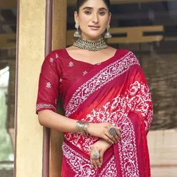 Chandbaali Ajrak Block Printed Pure Cotton Traditional Bagru Saree image 5