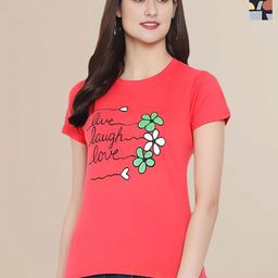 Mast & Harbour Women Typography 2 Printed Applique T-shirt-image-60