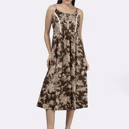 Saffron Threads Women Floral Print Midi Dress-image-69