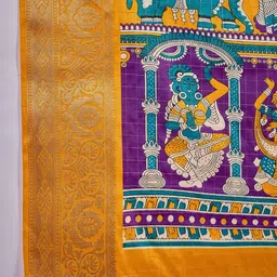 Sangria Checked Woven Design Zari Border Saree With Unstitched Blouse image 3