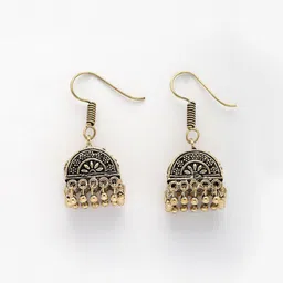 Anouk Women Gold Plated Oxidised Contemporary Jhumka Earrings image 3