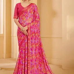 DURGA EMPORIO Floral Patchwork Pure Chiffon Saree-image-71