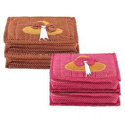 Kuber Industries Pink & Brown 4 Pieces Polka Dot Printed Jewellery Organiser-6