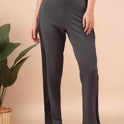 Mast & Harbour Women Textured High-Rise Trousers-image-60
