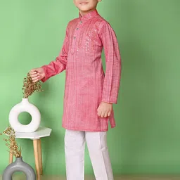 NFC CREATION Boys Embroidered Regular Sequinned Kurta with Pyjamas image 3