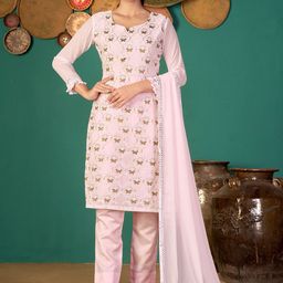 VARNI FABRICS Embellished Silk Georgette Semi-Stitched Dress Material-picture-15