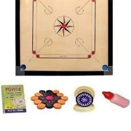 GLOSSY CARROM BOARD(32 INCH) WITH WOODEN COINS,POWDER AND COIN 90 cm Carrom Board-image-90