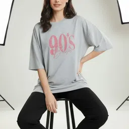Mast & Harbour Women Typography Printed Drop-Shoulder Sleeves T-shirt-picture-28
