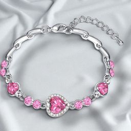 Oviya Rhodium-Plated Crystals Studded Wraparound Bracelet-image-32