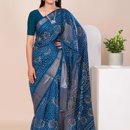 KCPC BANDHANI Blue Silk Cotton Sarees-picture-11