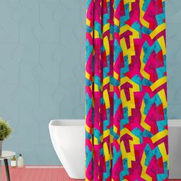 ArtzFolio Pink & Yellow Abstract Printed Waterproof Shower Curtain-6