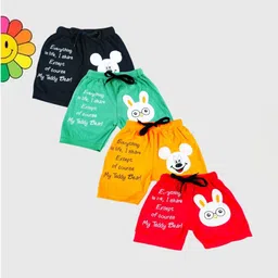 MINIMAMA Pack Of 4 Graphic Printed Cotton Regular Shorts-picture-28