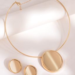 Voylla Blume Golden Orbit Minimal Luxe Pendant Set-image-16