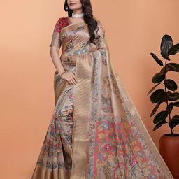 KALINI Ethnic Motifs Printed Zari Woven Design Banarasi Saree-picture-7