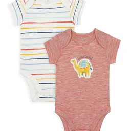 mothercare Infant Boys Pack Of 2 Camel Printed Cotton Bodysuits-image-78