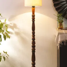 Devansh Off-White Wooden Floor Lamp-51