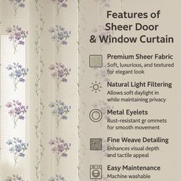 STITCHNEST Grey & White Set of 3 Sheer Window Curtain image 2