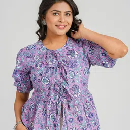 Cotton Curio Floral Printed Gotta Patti Pure Cotton Maternity Gotta Patti Empire Anarkali Kurti-picture-7
