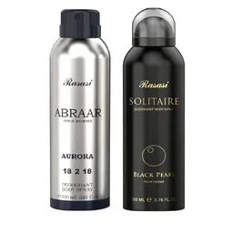 Rasasi Set Of 2 Abraar Aurora & Solitaire Black Peral Deodorant Body Spray - 200ml Each-29