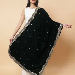 Moda Chales Embroidered Velvet Dupatta with Sequinned-image-43