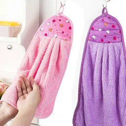 Adhvik 2 Pcs Blue & Pink Printed Hanging Kitchen Towels-11
