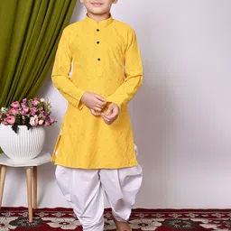 AHLAN APPARELS Boys Ethnic Motifs Embroidered Regular Sequinned Kurta with Patiala-7
