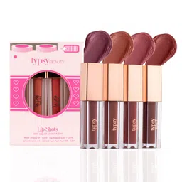 Typsy Beauty Set Of 4 Lightweight Mini Liquid Lipstick Set-1.2 ml Each Shade-01-04- 02- 06-40