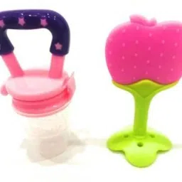 Fruit Shape Silicone Teether with Fruit Pacifier for Baby/Infant/Toddler (Combo Saver Pack of 2) Soother-2