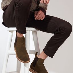 Saint G Men Olive Brown Solid Mid-Top Chelsea Boots-image-13