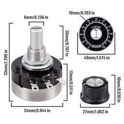 2 Sets of B254 B 250k Ohm RV24YN20S Potentiometer with Dial plate & A-03 knob image 2