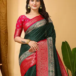 KALINI Woven Design Zari Taant Saree-picture-7