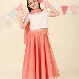 Fabindia Girls Floral Printed Ready to Wear Cotton Silk Lehenga & Blouse With Dupatta-picture-16