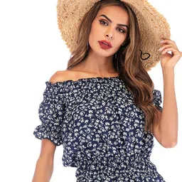 JC Mode Floral Print Off-Shoulder Flutter Sleeve Bardot Top-picture-6