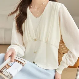 KPOP Women V-Neck Long Sleeves Top-picture-26