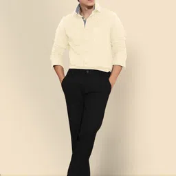 Moda Rapido Men Standard Fit Spread Collar Solid Cotton Formal Shirt-image-97