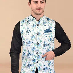 PRINTINDIA Floral Printed Nehru Jacket-25
