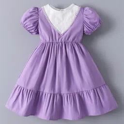 Mark & Mia Girls Embroidered Puffed Sleeves Cotton Fit and Flare Dress-image-10