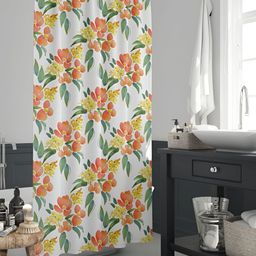 ArtzFolio White-Orange & Green Printed Waterproof Shower Curtain-15